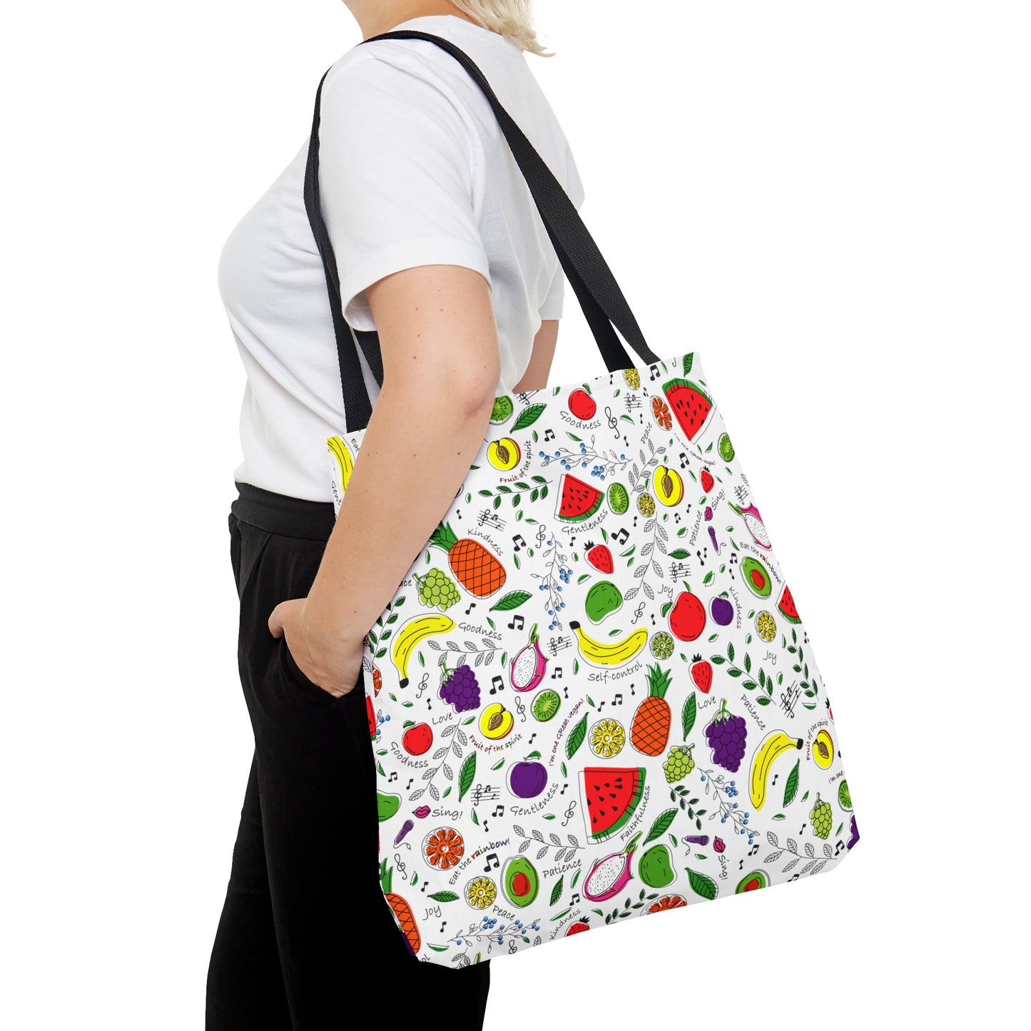 Musical Fruit Pattern Tote Bag